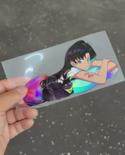 Cat Nap Holo Kiss cut Sticker