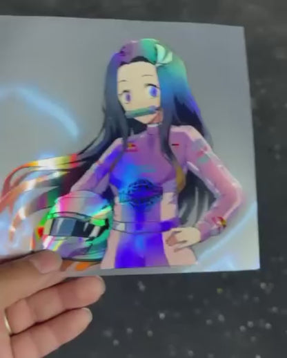 Nezuko Race suit Holo Kiss cut Sticker
